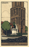 3201 Gezicht op het Domplein te Utrecht uit het zuidoosten met een gedeelte van de Domtoren en op de voorgrond het ...